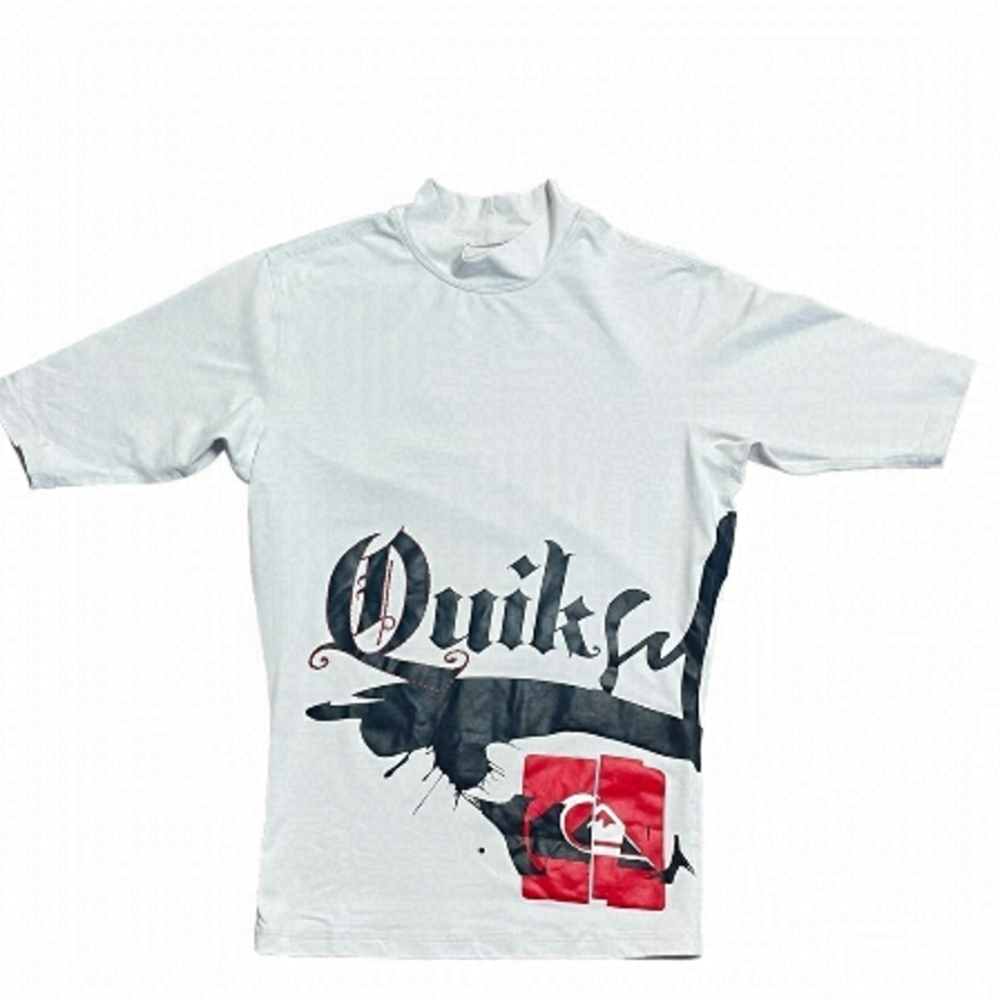 QUICKSILVER Men’s White All Time Short Sleeve UPF 50 Rash guard in Small